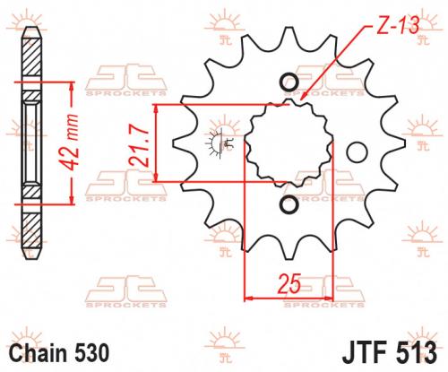 JT SPROCKETS FRONT STEEL 14T, 530 JTF051314