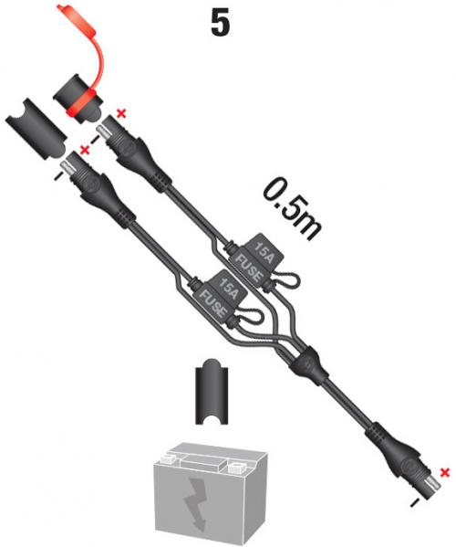 TECMATE O-5 Y-SPLITTER LEAD SAE FUSED OPTIMATE - ACU285