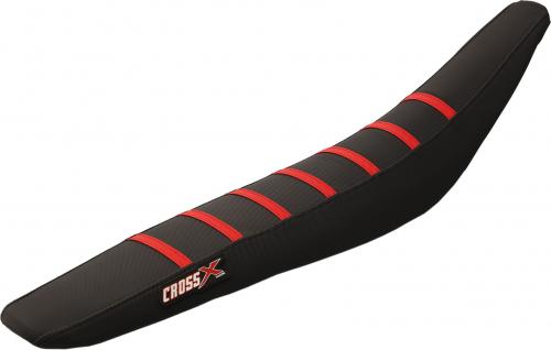 CROSS X ADV SEAT COVER BLACK/BLACK/RED (STRIPES)