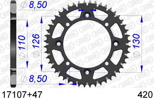 AFAM REAR ALU 47T, 420 AF51710747