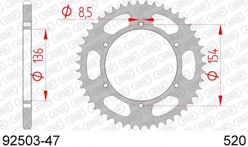 AFAM REAR STEEL 47T, 520 AF29250347