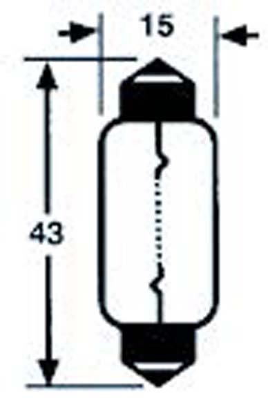 ELECTRICAL (10 PACK) 6V 15W FESTOON BULBS 15 X 43MM P266