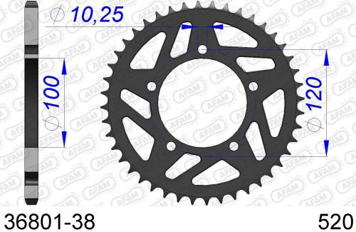 AFAM REAR ALU 38T, 520 AF53680138
