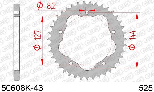 AFAM REAR STEEL 43T, 525 BLACK