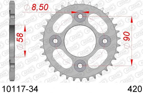 AFAM REAR STEEL 34T, 420 AF21011734