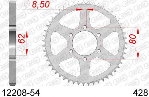 AFAM REAR STEEL 54T, 428 AF21220854