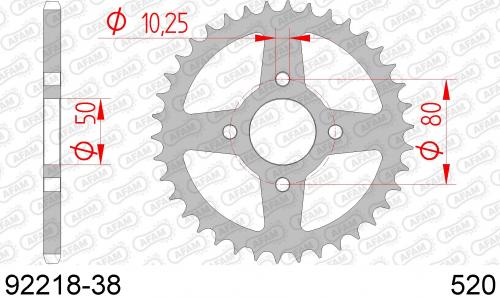 AFAM REAR STEEL 38T, 520 AF29221838