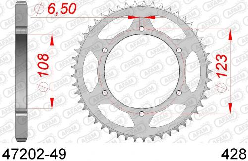 AFAM REAR STEEL 49T, 428 AF24720249
