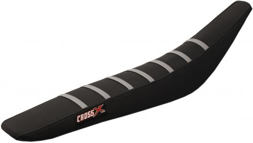 CROSS X ADV SEAT COVER BLACK/BLACK/GREY (STRIPES)