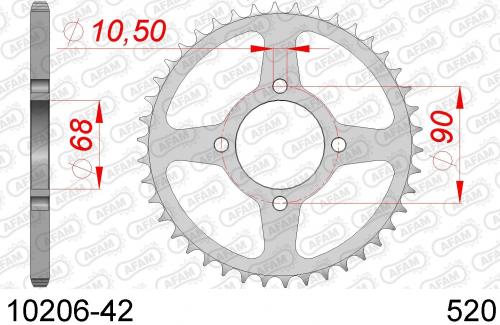 AFAM REAR STEEL 42T, 520 AF21020642