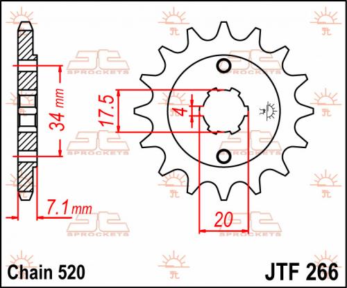 JT SPROCKETS FRONT STEEL 13T, 520 JTF026613