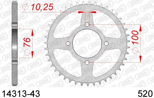AFAM REAR STEEL 43T, 520 AF21431343