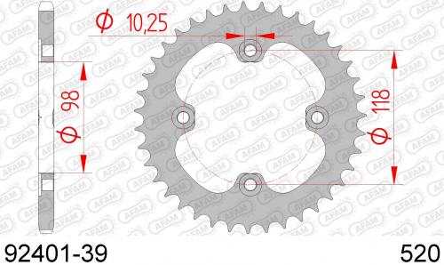 AFAM REAR STEEL 39T, 520 AF29240139