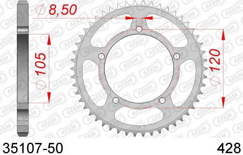 AFAM REAR STEEL 50T, 428 AF23510750