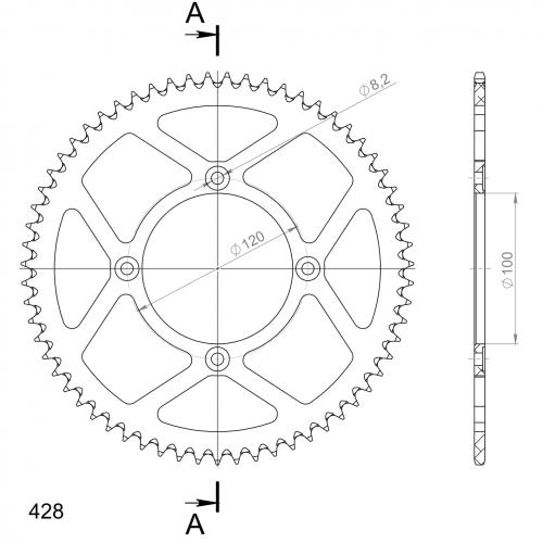 Supersprox aluminium rear sprocket 63T Red RAL-350:63-RED