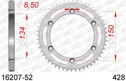 AFAM REAR STEEL 52T, 428 AF21620752