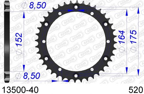 AFAM REAR ALU 40T, 520 AF51350040