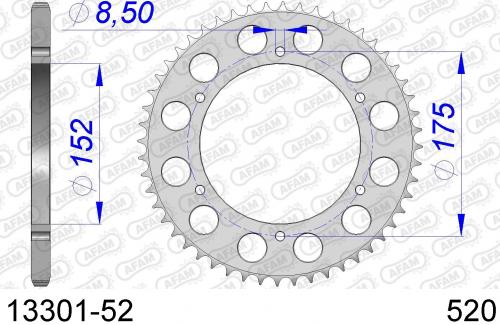 AFAM REAR ALU 52T, 520 AF51330152