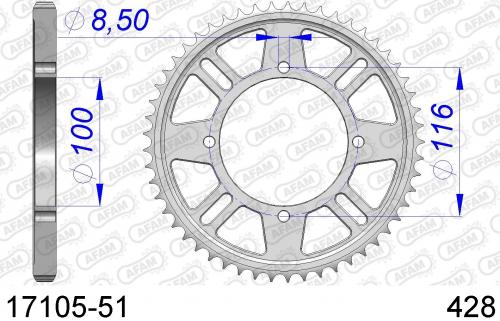 AFAM REAR ALU 51T, 428 AF51710551