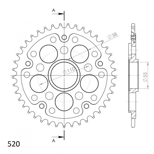 SUPERSPROX SUPERSPROX REAR STEALTH 42T, GOLD, 520 SU673342G