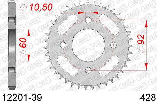 AFAM REAR STEEL 39T, 428 AF21220139