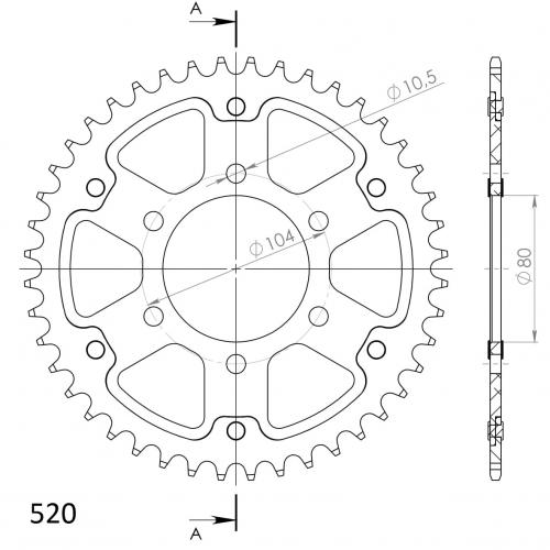 SUPERSPROX SUPERSPROX REAR STEALTH 44T, RED, 520 SU647844R