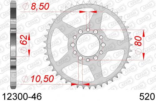 AFAM REAR STEEL 46T, 520 AF21230046