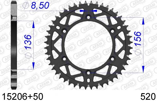 AFAM REAR ALU 50T, 520 AF51520650