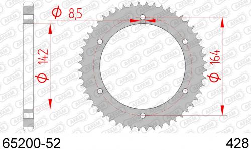 AFAM REAR STEEL 52T, 428 AF26520052