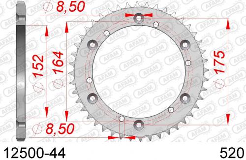 AFAM REAR STEEL 44T, 520 AF21250044