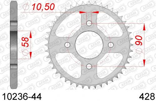 AFAM REAR STEEL 44T, 428 AF21023644