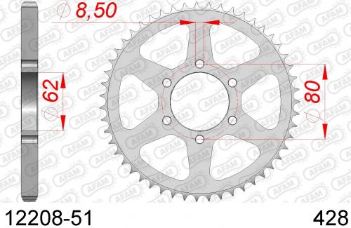 AFAM REAR STEEL 51T, 428 AF21220851