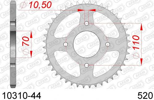 AFAM REAR STEEL 44T, 520 AF21031044