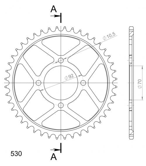 SUPERSPROX SUPERSPROX REAR STEEL 44T, BLACK SU447644B