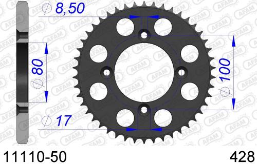 AFAM REAR ALU 50T, 428 AF51111050