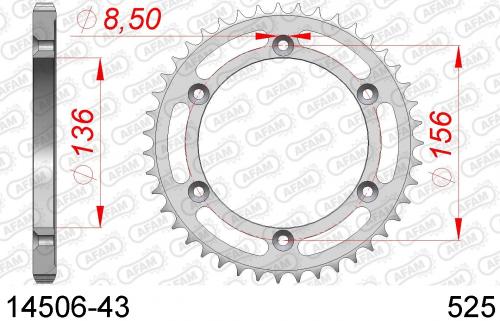AFAM REAR STEEL 43T, 525 AF21450643