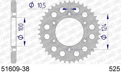 AFAM REAR ALU 38T, 525 AF55160938
