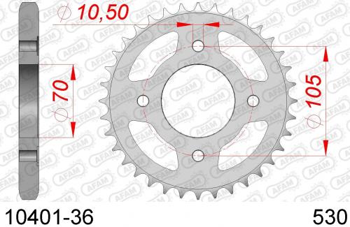 AFAM REAR STEEL 36T, 530 AF21040136