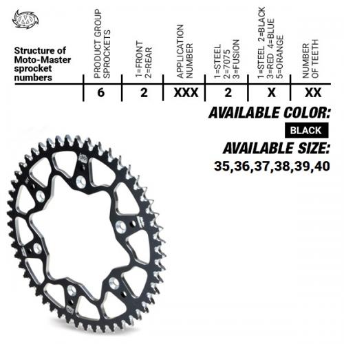 MOTO MASTER REAR ALU 38T, BLACK, 415 37620242238