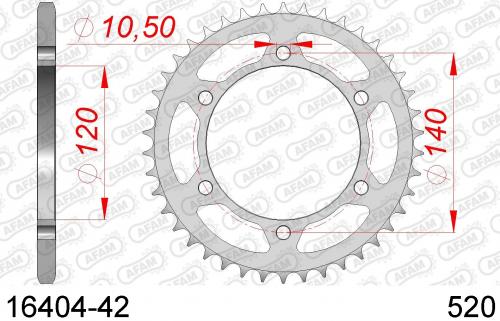 AFAM REAR STEEL 42T, 520 AF21640442