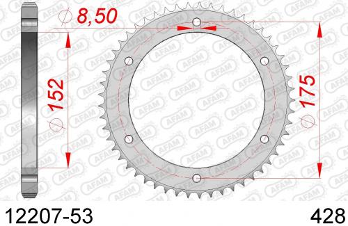 AFAM REAR STEEL 53T, 428 AF21220753