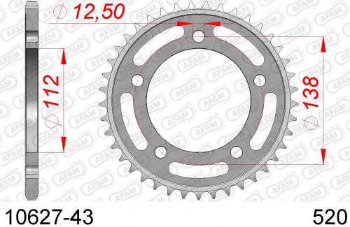 AFAM REAR STEEL 43T, 520 AF21062743