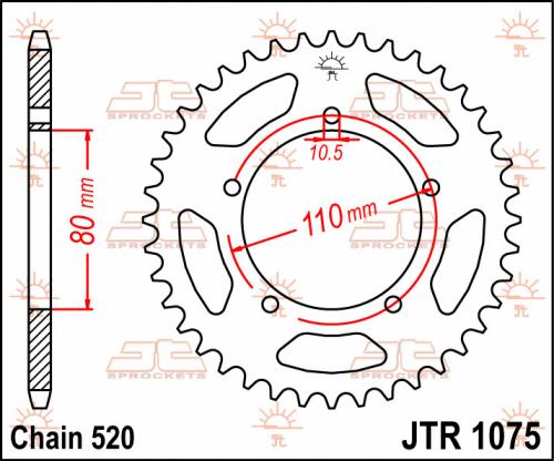 JT SPROCKETS REAR STEEL 36T, 520 JTR107536