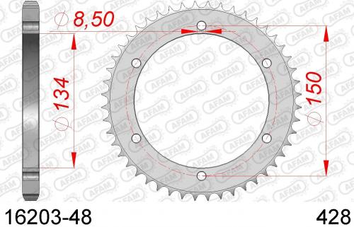 AFAM REAR STEEL 48T, 428 AF21620348