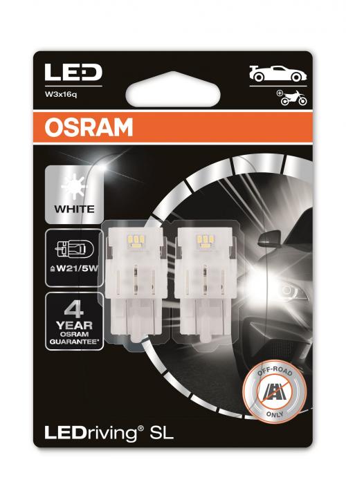 OSRAM 12V 1,9W W21/5W W3x16Q LED WHITE 6000K 2-PK