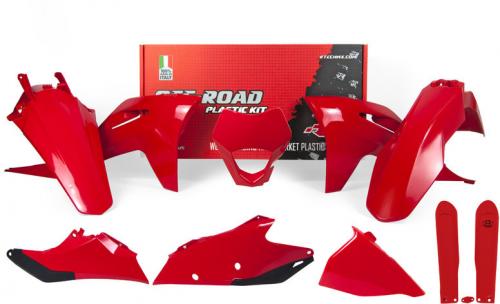 RTECH PLASTIC KIT 7 PCS W/HEADLIGHT&FORK PRO RED(OE)23