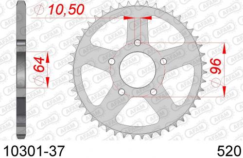 AFAM REAR STEEL 37T, 520 AF21030137