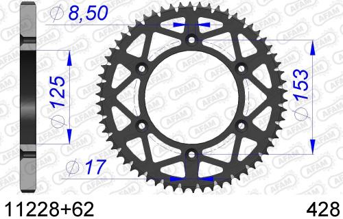 AFAM REAR ALU 62T, 428 AF51122862