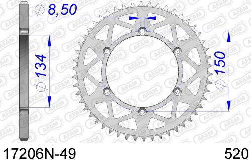 AFAM REAR ALU 49T, 520 AF517206N49