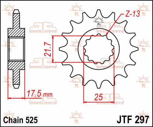 JT SPROCKETS FRONT STEEL 14T, 525 JTF029714